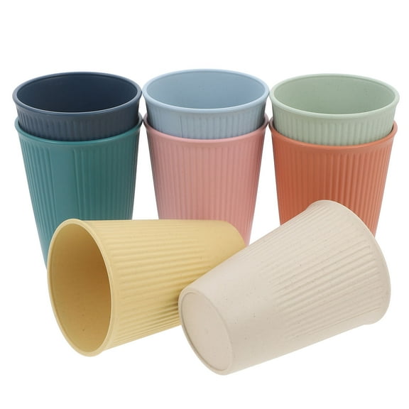 TABLZONE Assorted Color Plastic Vertical Drinking Cups for Storage and Daily Use 8 Pieces Set