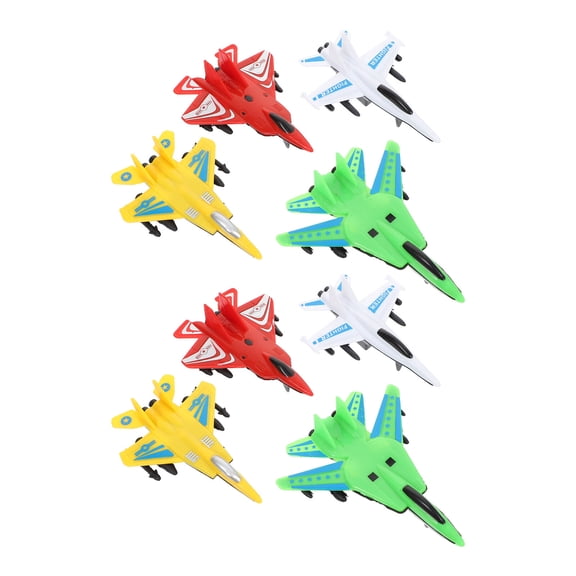 TABLZONE 8-Piece Bright Color Plastic Model Airplane Toy Set for Kids, Collectors, and Hobbyists