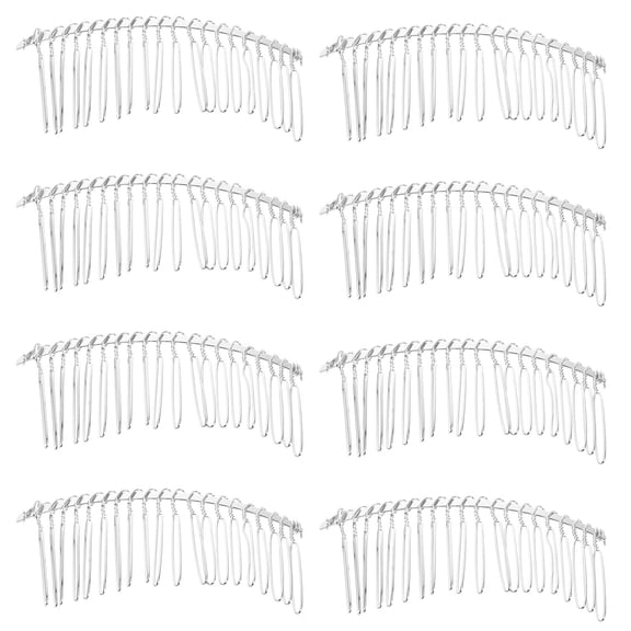 TABLZONE Durable Plated Silver Metal Hair Combs, 20-Tooth Insert, Ideal for Weddings, 8Pcs
