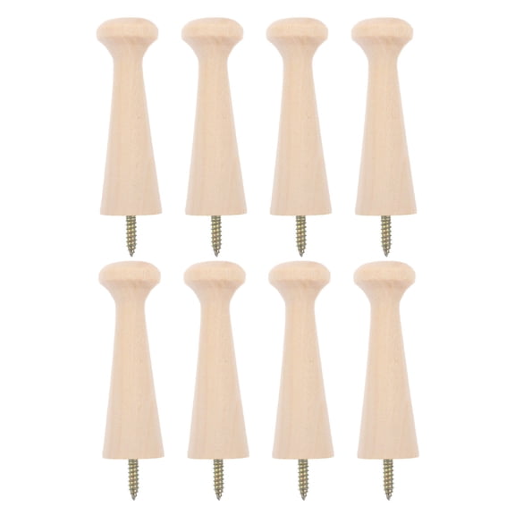 TABLZONE 8Pcs Wood Coat Hooks Solid Wood Hanging Pegs for Entryway Wall Mounted Beige Rustic Style