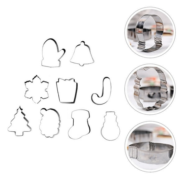 TABLZONE 9Pack Baking Molds Silver Cookie Tools For Holiday Baking Events