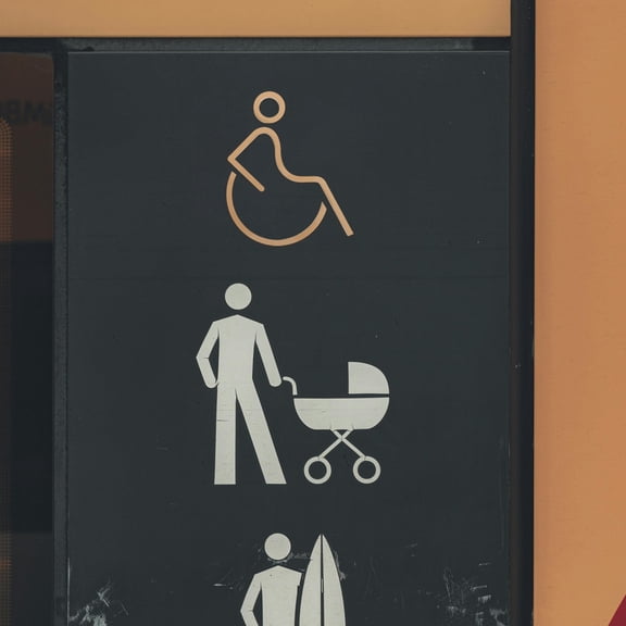 TABLZONE Golden Acrylic Handicap-Friendly Sign Accessible Restroom Decal for Decoration