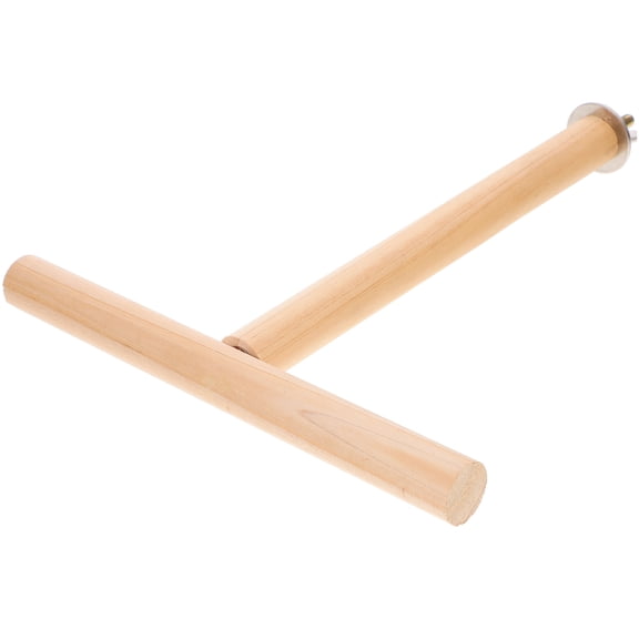 TABLZONE Bird Cage Ground Pole T Shaped Parrot Perch Stand Wood Accessory for Cage Exercise 1 Set