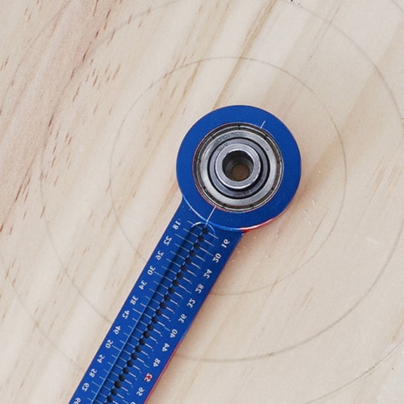 TABLZONE Aluminum Alloy Hole Ruler Blue Woodworking Scribing Tool for Accurate Circle Drawing