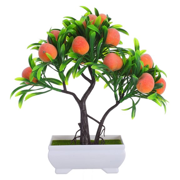TABLZONE Artificial Potted Peach Tree with Lifelike Multi Color Leaves for Room and Office Decor