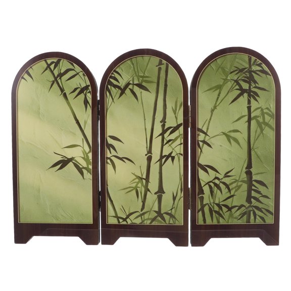 TABLZONE Asian Decorative Panel Screen for Desktop Use with Traditional Bamboo Leaf Pattern