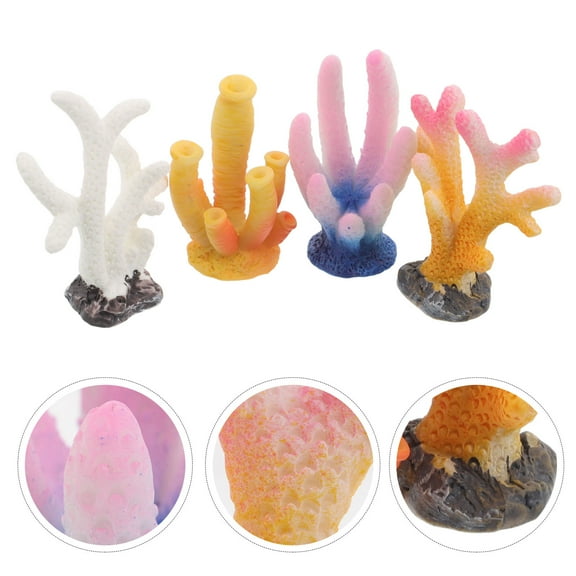 TABLZONE Assorted Color Faux Coral Reef Aquarium Decor Simulated Resin Decorations for Fish Tanks 4pcs