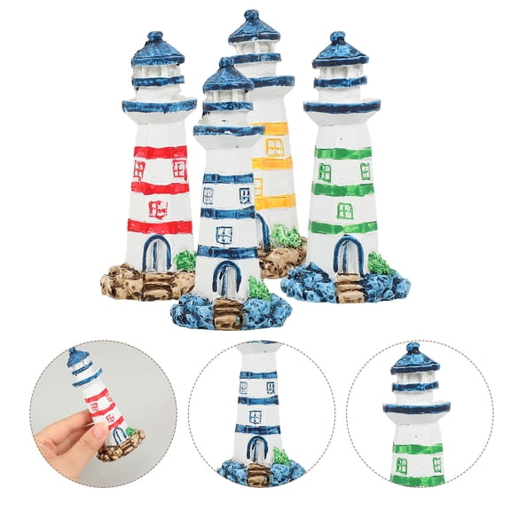 TABLZONE Assorted Color Miniature Resin Nautical Lighthouse Ornament for Home Decor Compact Lightweight Design