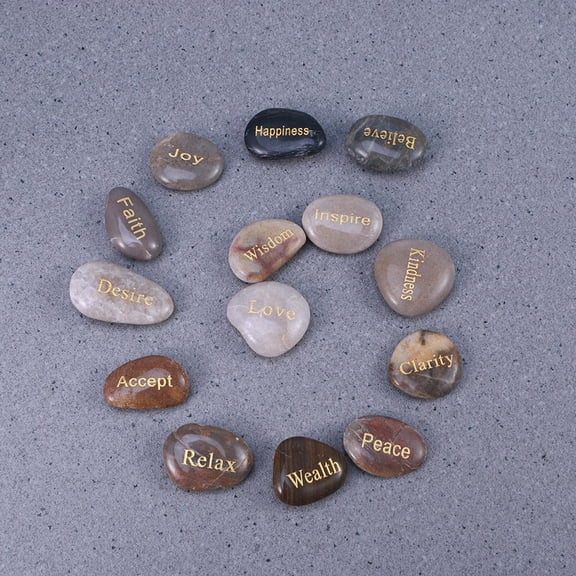 TABLZONE Engraved Inspirational Stones with Assorted Colors and 25 Positive Words for Decoration