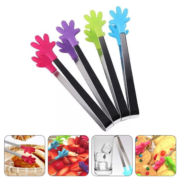 TABLZONE 4-Piece Kitchen Serving Tongs Set, Premium Stainless Steel with Non- Silicone Grip for Cooking and Serving