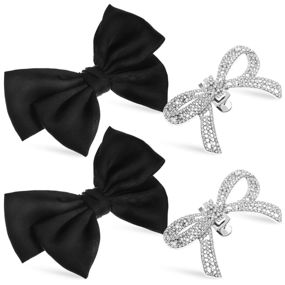 TABLZONE Decorative Bow Shoe Clips Assorted Color Satin Metal Easy to Attach 4Pcs