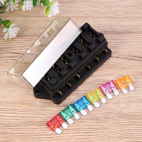 TABLZONE Auto 6-Way Illuminated Fuse Box Holder Block Assorted Color Plastic 1 Set