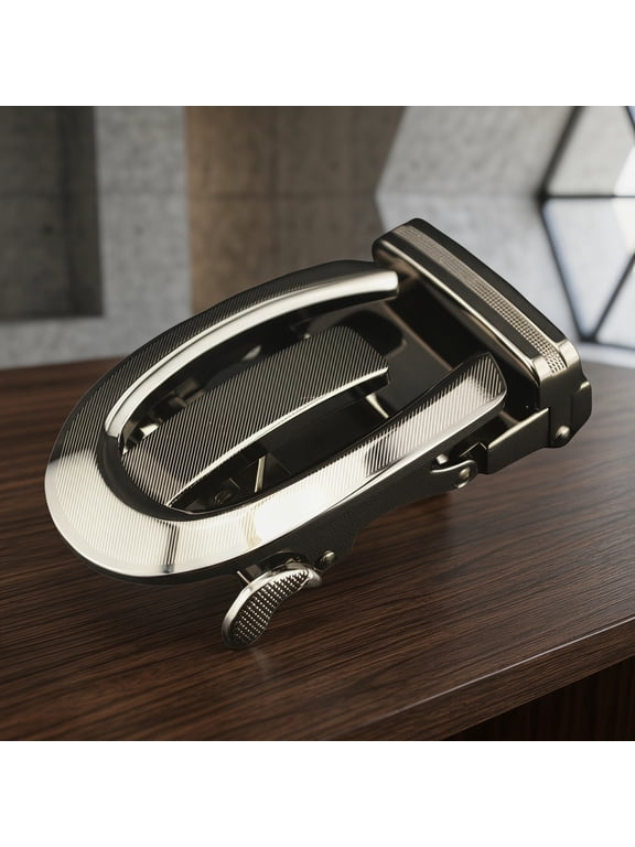 Men's Automatic Black Alloy Ratchet Belt Buckle Adjustable Slide Buckle for Comfort