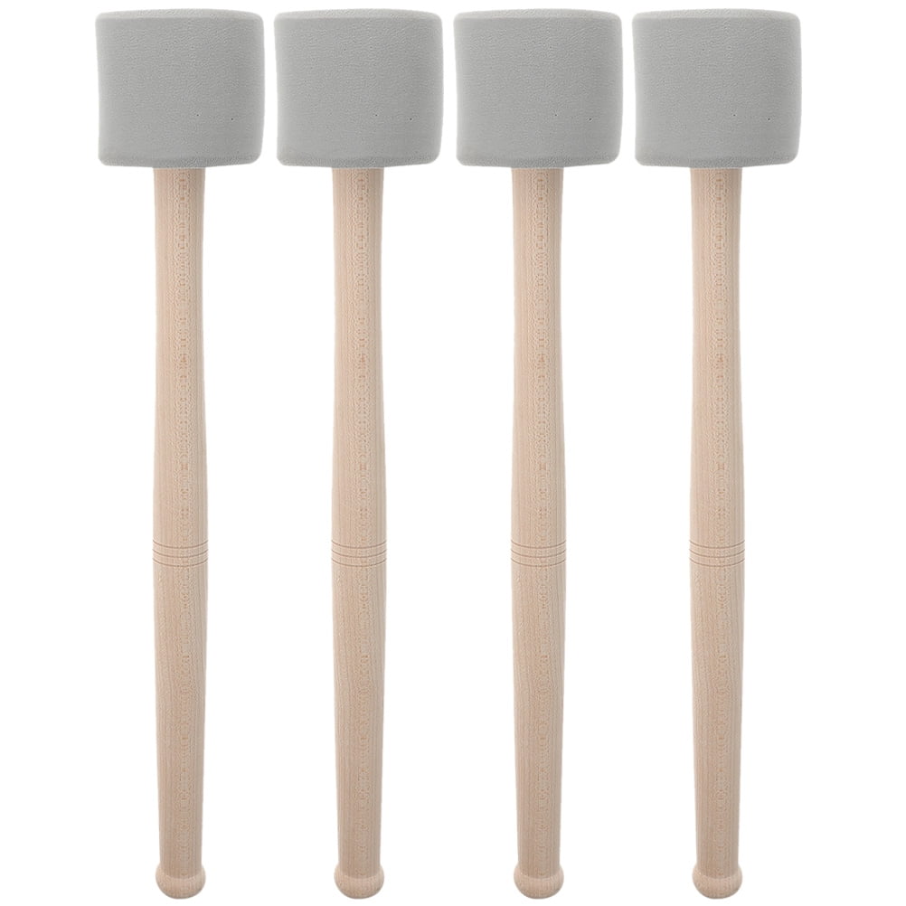 TABLZONE 2 Pairs Grey Bass Drum Mallets with Lightweight and Comfortable Wooden Handles for Drumming