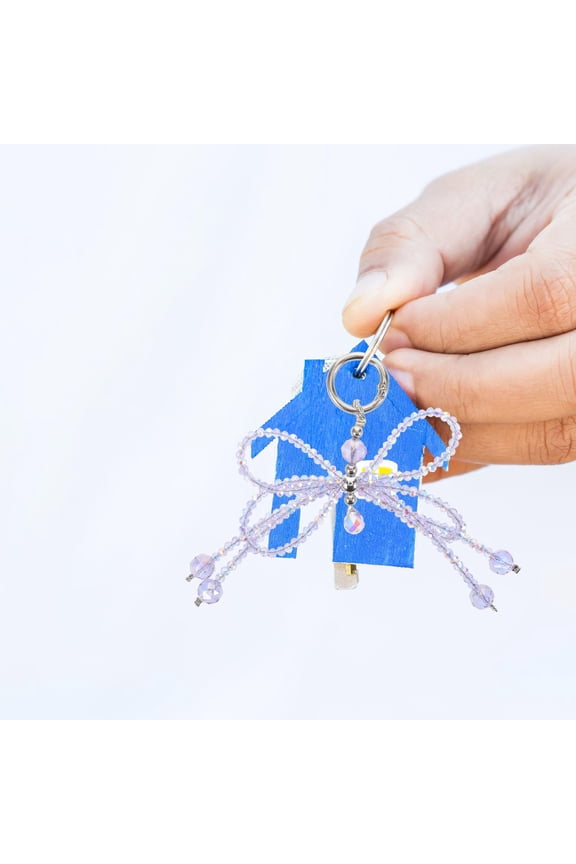 Beaded Bowknot Pendant Keychain Acrylic Bow Bag Charm for Stylish Phone and Handbag Decor