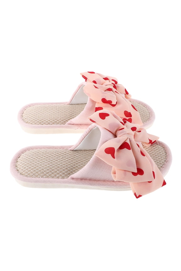 Women's Cute Heart Bow Slippers Comfortable Indoor Sandals Soft Sole Multi Size Options