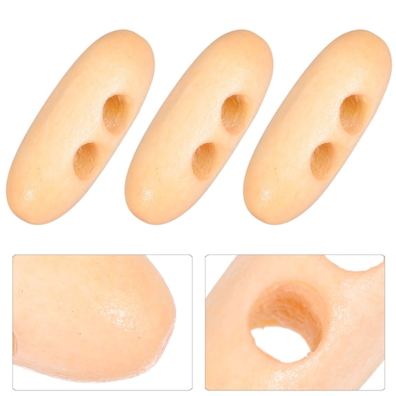 TABLZONE 50Pcs Decorative Wood Button Oval Style for Sewing on Bag and Sweater Embellishments for Crafters