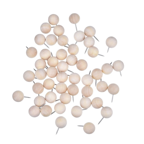 TABLZONE Beige Wooden Pushpins for DIY Photo Fixing and Map Marking Use 120pcs Round Head Synthetic Material