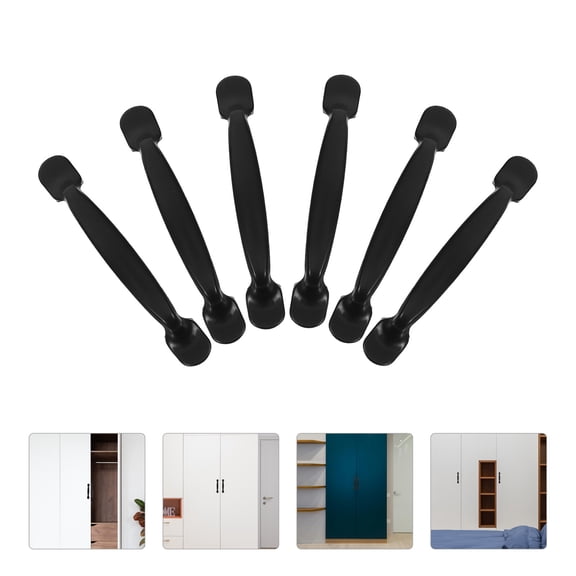 TABLZONE 12Pcs Black Aluminum Alloy Kitchen Cabinet Handles with Ergonomic Design and Durable Coating