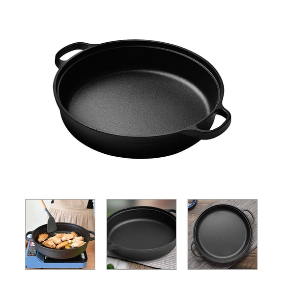 TABLZONE Cast Iron Skillet for Home Cooking, Black Round Edge Frying Pan, 1-Piece Set