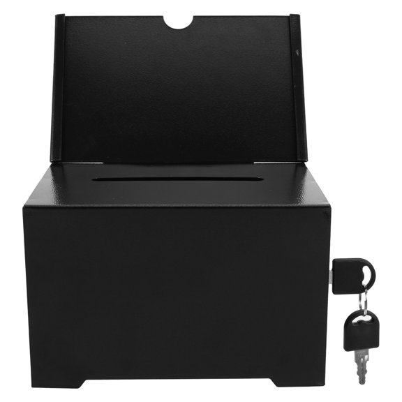 TABLZONE Black Metal Suggestion Box with Lock for Secure Feedback and Comment Collection