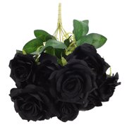 TABLZONE Black Simulated Rose Bouquet Fake Flower Decoration for Home and Party 1Pc