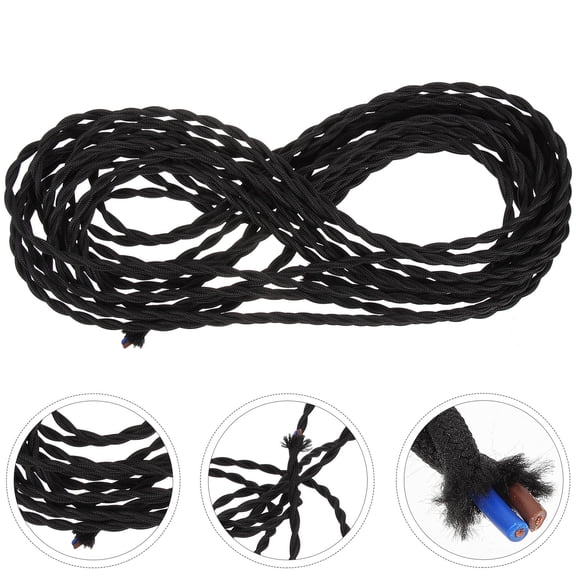 TABLZONE Black Twisted Lamp Cord Replacement Wire with Copper Core and PVC Jacket for Home Electrical Lighting Use
