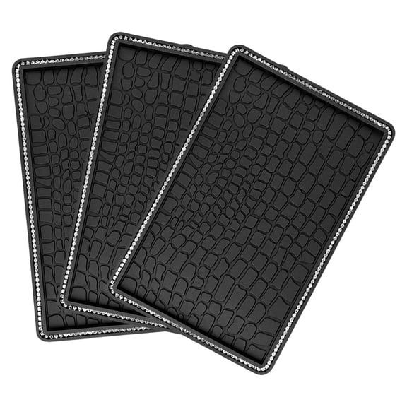 TABLZONE 3Pcs Black PVC Car Dashboard Mat Nonslip Gel Pad for Phone Keys and Sunglasses Holder