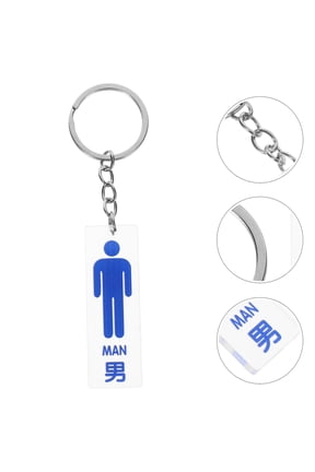 Blue Acrylic Bathroom Keychain Restroom Pass Pendant Durable Key Ring for Daily Use
