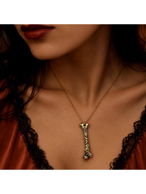 Golden Brass Bone Key Charm Small Pendant for Keychain and Bag Decor