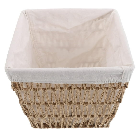 TABLZONE Handwoven Light Brown Paper Rope Bread Basket with Removable Cotton Liner for Kitchen Serving and Storage