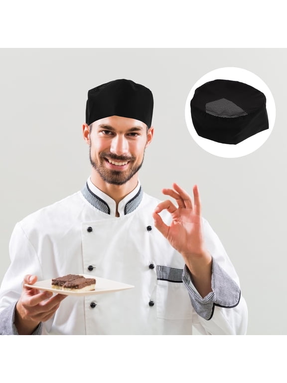 Breathable Black Cotton Chef Beanie for Cooking, Kitchen Work, Modern Japanese Korean Style, Unisex Cap