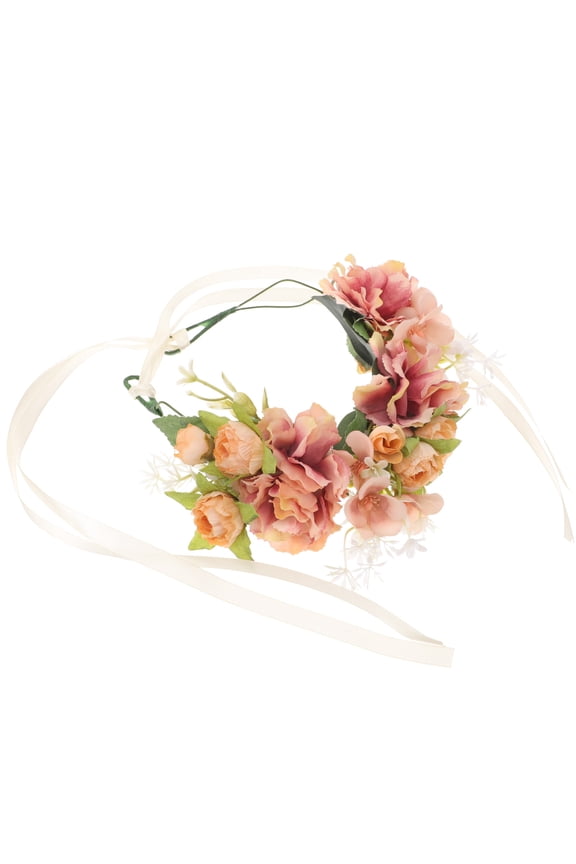 Elegant Bohemian Flower Headband Multi-Color Fabric for Bridal Decor with Ribbon