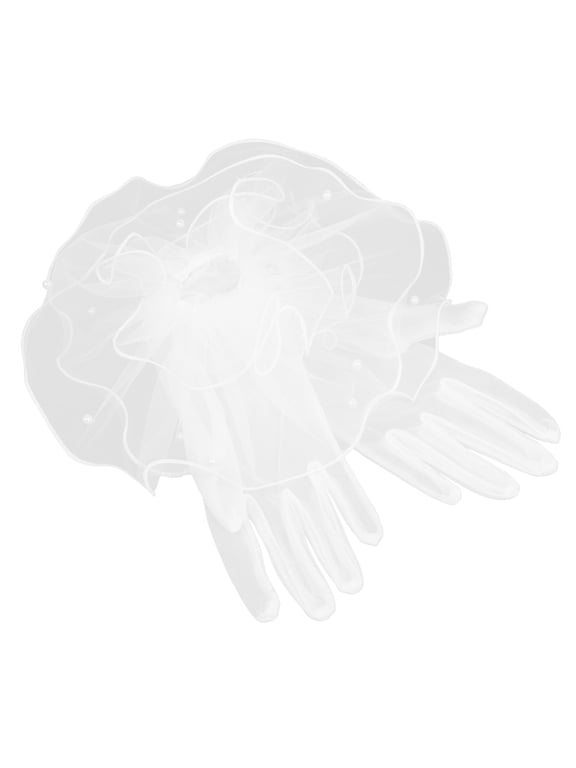 Tulle Bridal Gloves White Nylon Mesh Breathable for Wedding 1Pair