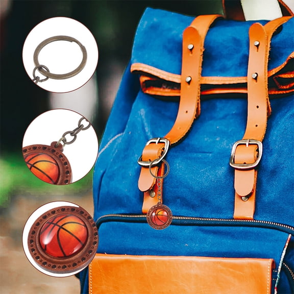TABLZONE 2-Pack Brown Basketball Keychain Set, Metal Sports Fan Key Accessories, Multi-Use Decorative Charms