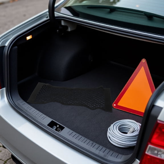 TABLZONE Elastic Black Car Mesh Pocket Organizer for Vehicle Trunk Storage and Cargo