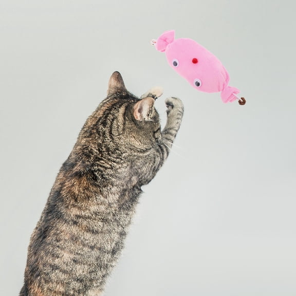 TABLZONE Cat Enrichment Plush Candy Shape With Bell Sound Chew Toy 1Pcs