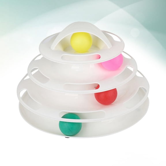TABLZONE White Plastic Cat Interactive Toy Amusement Plate Keeps Cats Active and Engaged Levels Fun Pet Play