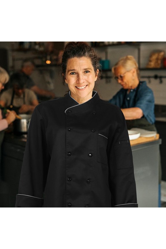 Unisex Black Chef Jacket Cotton Material Comfortable Kitchen Uniform