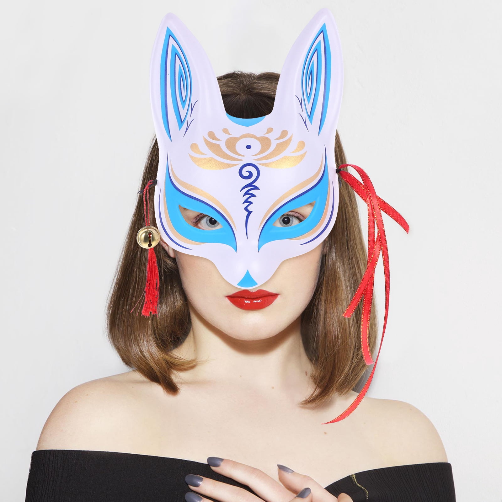TABLZONE Cherry Blossom Fox Mask Japanese Style PVC Half Facial ...