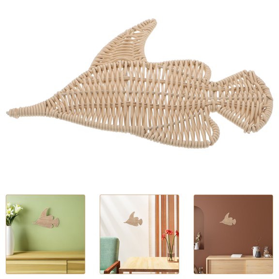 TABLZONE Coastal Wall Decor Tropical Fish Hanging Sculpture Handwoven Faux Rattan Boho Style