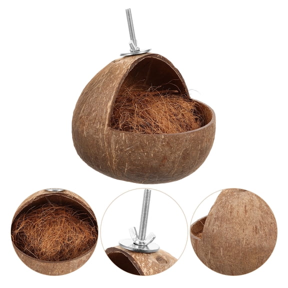 TABLZONE Large Parrot Nest Coconuts Shell Brown Sleeping Bed for Pet Owners 1Pack