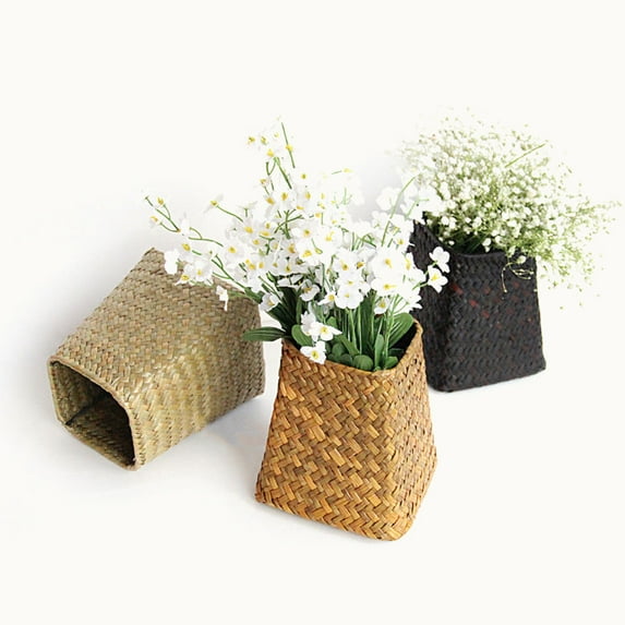 TABLZONE 1Pc Coffee Woven Basket Handcrafted Storage Container for Home Organization