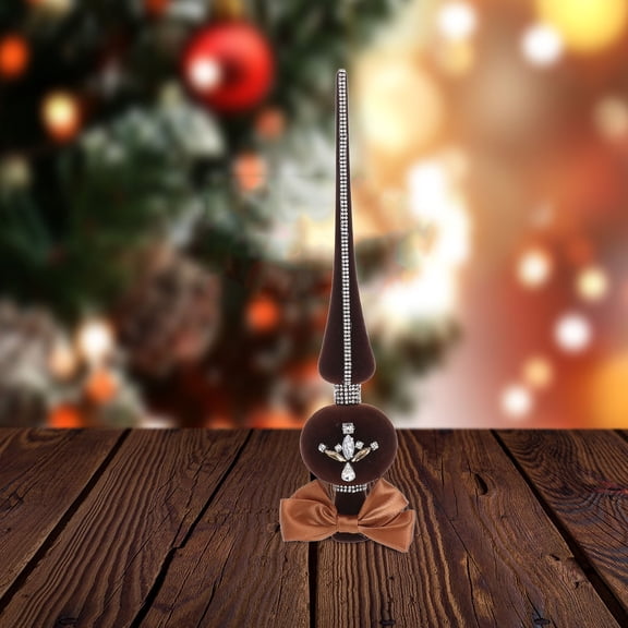 TABLZONE Rhinestone Coffee Gourd Christmas Tree Topper with Flocked Plastic for Elegant Holiday Decor