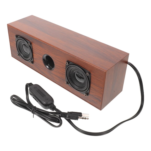 TABLZONE Compact Wooden Soundbar for Pc USB Plug in Cord Retro Style Home Speaker System
