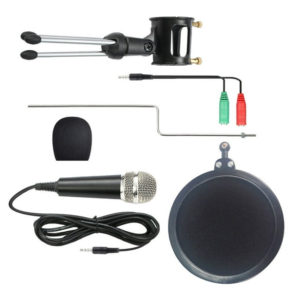 TABLZONE Microphone with Tripod Stand and Filter for Clear Vocal Recording, Black, Professional Studio Quality