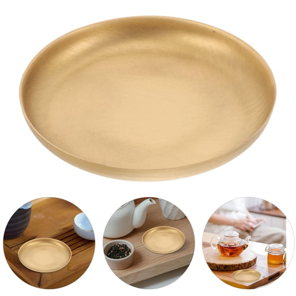 TABLZONE Elegant Copper Cup Pad Insulation Pad Round Coasters for Coffee Table 1Pack