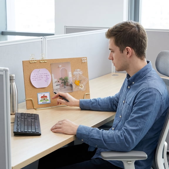 TABLZONE Cork Message Board Multi Color Wood Framed for Office Pin Board