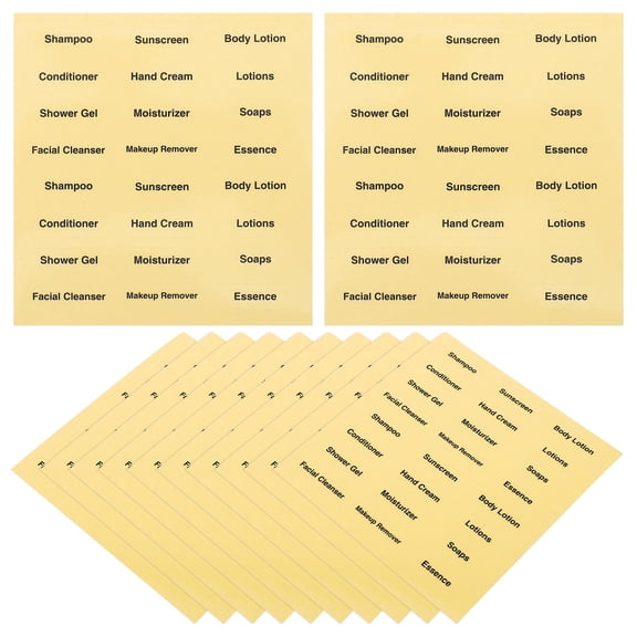 TABLZONE Cosmetic Labels Light Yellow Bathroom Stickers for Easy Bottle Identification