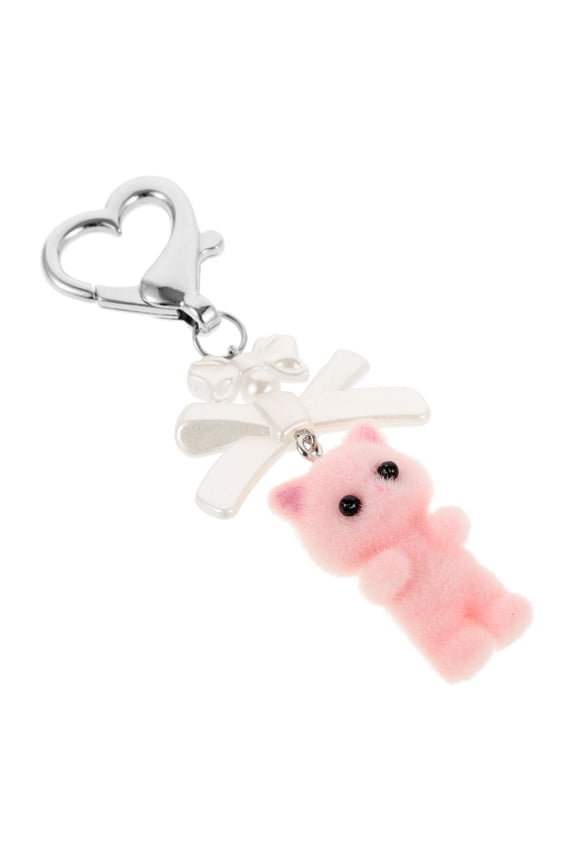 Cute Cat Keychain Pink Metal Resin for Decor Adorable Accessory
